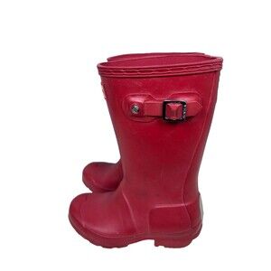 Hunter Red Mid-Calf Waterproof Rubber Rain Boots Buckle Kids Size 13M/1G